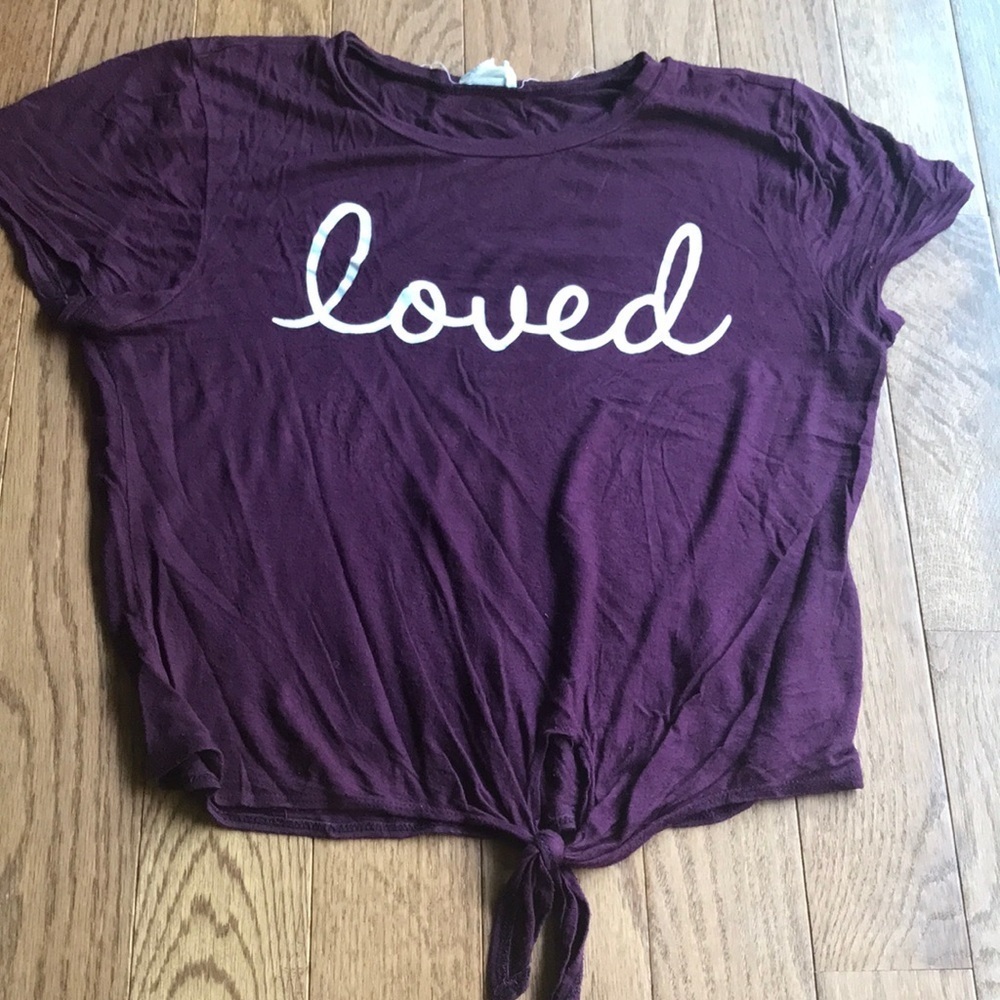 Loved burgundy tie waist tee